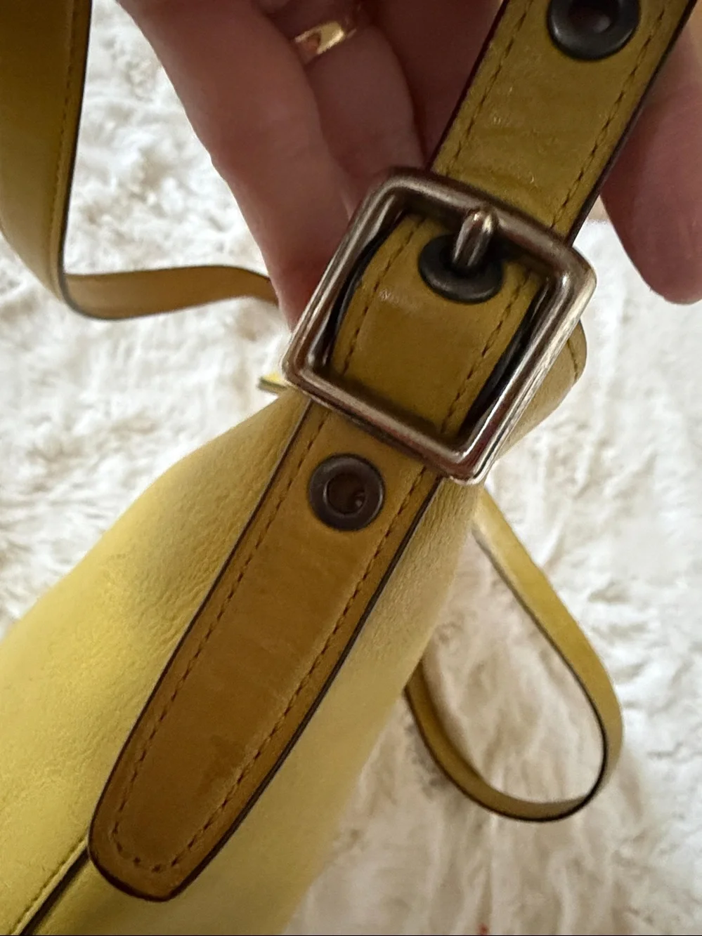 Rare COACH Bleecker Mini Duffle Yellow Leather Crossbody Bucket Bag 32281